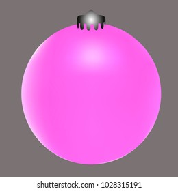 Colored Christmas ball. Christmas tree toy for invitation, card, celebration, party, carnival, festive holiday and Your project. Vector illustration. Gentle grey Background