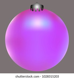 Colored Christmas ball. Christmas tree toy for invitation, card, celebration, party, carnival, festive holiday and Your project. Vector illustration. Gentle grey Background