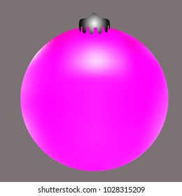 Colored Christmas ball. Christmas tree toy for invitation, card, celebration, party, carnival, festive holiday and Your project. Vector illustration. Gentle grey Background