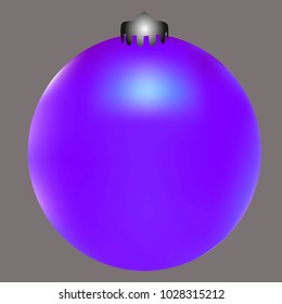 Colored Christmas ball. Christmas tree toy for invitation, card, celebration, party, carnival, festive holiday and Your project. Vector illustration. Gentle grey Background