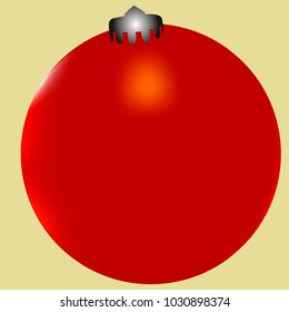 Colored Christmas ball. Christmas tree toy for invitation, card, celebration, party, carnival, festive holiday and Your project. Vector illustration. Golden yellow Background
