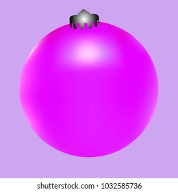 Colored Christmas ball. Christmas tree toy for invitation, card, celebration, party, carnival, festive holiday and Your project. Vector illustration. Gentle violet Background