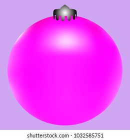 Colored Christmas ball. Christmas tree toy for invitation, card, celebration, party, carnival, festive holiday and Your project. Vector illustration. Gentle violet Background