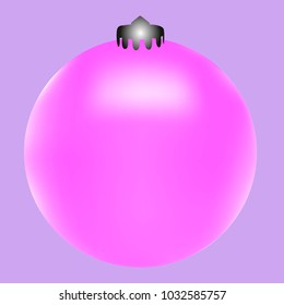 Colored Christmas ball. Christmas tree toy for invitation, card, celebration, party, carnival, festive holiday and Your project. Vector illustration. Gentle violet Background