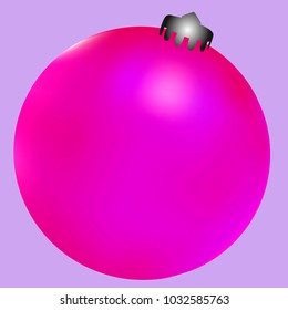 Colored Christmas ball. Christmas tree toy for invitation, card, celebration, party, carnival, festive holiday and Your project. Vector illustration. Gentle violet Background