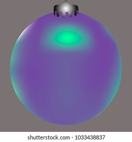 Colored Christmas ball. Christmas tree toy for invitation, card, celebration, party, carnival, festive holiday and Your project. Vector illustration. Gentle grey Background