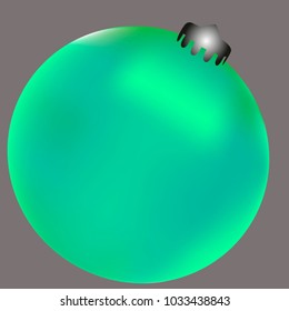 Colored Christmas ball. Christmas tree toy for invitation, card, celebration, party, carnival, festive holiday and Your project. Vector illustration. Gentle grey Background