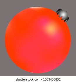 Colored Christmas ball. Christmas tree toy for invitation, card, celebration, party, carnival, festive holiday and Your project. Vector illustration. Gentle grey Background