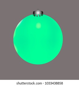 Colored Christmas ball. Christmas tree toy for invitation, card, celebration, party, carnival, festive holiday and Your project. Vector illustration. Gentle grey Background