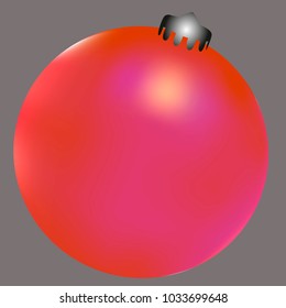 Colored Christmas ball. Christmas tree toy for invitation, card, celebration, party, carnival, festive holiday and Your project. Vector illustration. Gentle grey Background