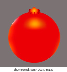 Colored Christmas ball. Christmas tree toy for invitation, card, celebration, party, carnival, festive holiday and Your project. Vector illustration. Gentle grey Background