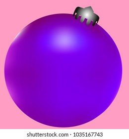 Colored Christmas ball. Christmas tree toy for invitation, card, celebration, party, carnival, festive holiday and Your project. Vector illustration. Gentle pink Background