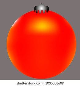 Colored Christmas ball. Christmas tree toy for invitation, card, celebration, party, carnival, festive holiday and Your project. Vector illustration. Gentle grey Background