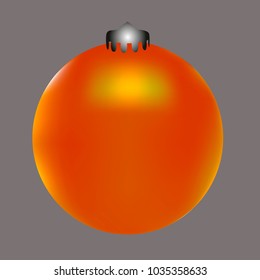 Colored Christmas ball. Christmas tree toy for invitation, card, celebration, party, carnival, festive holiday and Your project. Vector illustration. Gentle grey Background