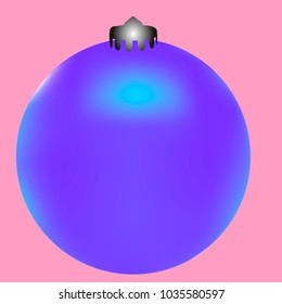 Colored Christmas ball. Christmas tree toy for invitation, card, celebration, party, carnival, festive holiday and Your project. Vector illustration. Gentle pink Background