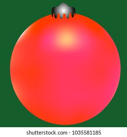 Colored Christmas ball. Christmas tree toy for invitation, card, celebration, party, carnival, festive holiday and Your project. Vector illustration. Green Background