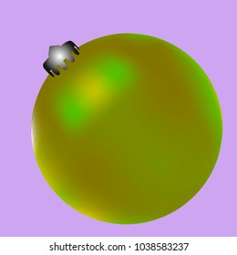 Colored Christmas ball. Christmas tree toy for invitation, card, celebration, party, carnival, festive holiday and Your project. Vector illustration. Gentle violet Background
