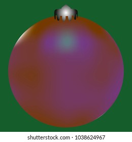 Colored Christmas ball. Christmas tree toy for invitation, card, celebration, party, carnival, festive holiday and Your project. Vector illustration. Green Background