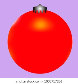 Colored Christmas ball. Christmas tree toy for invitation, card, celebration, party, carnival, festive holiday and Your project. Vector illustration. Gentle violet Background
