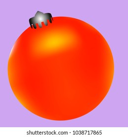 Colored Christmas ball. Christmas tree toy for invitation, card, celebration, party, carnival, festive holiday and Your project. Vector illustration. Gentle violet Background