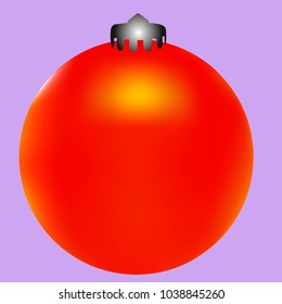 Colored Christmas ball. Christmas tree toy for invitation, card, celebration, party, carnival, festive holiday and Your project. Vector illustration. Gentle violet Background