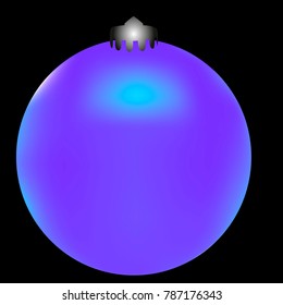 Colored Christmas ball. Christmas tree toy for invitation, card, celebration, party, carnival, festive holiday and Your project. Vector illustration. Black Background