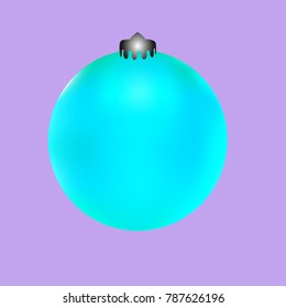 Colored Christmas ball. Christmas tree toy for invitation, card, celebration, party, carnival, festive holiday and Your project. Vector illustration. Gentle violet Background