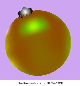 Colored Christmas ball. Christmas tree toy for invitation, card, celebration, party, carnival, festive holiday and Your project. Vector illustration. Gentle violet Background