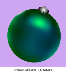 Colored Christmas ball. Christmas tree toy for invitation, card, celebration, party, carnival, festive holiday and Your project. Vector illustration. Gentle violet Background