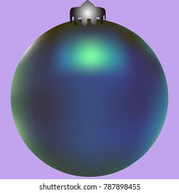 Colored Christmas ball. Christmas tree toy for invitation, card, celebration, party, carnival, festive holiday and Your project. Vector illustration. Gentle violet Background