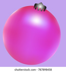 Colored Christmas ball. Christmas tree toy for invitation, card, celebration, party, carnival, festive holiday and Your project. Vector illustration. Gentle violet Background
