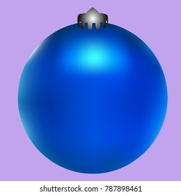 Colored Christmas ball. Christmas tree toy for invitation, card, celebration, party, carnival, festive holiday and Your project. Vector illustration. Gentle violet Background