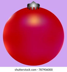 Colored Christmas ball. Christmas tree toy for invitation, card, celebration, party, carnival, festive holiday and Your project. Vector illustration. Gentle violet Background