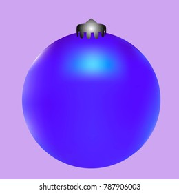 Colored Christmas ball. Christmas tree toy for invitation, card, celebration, party, carnival, festive holiday and Your project. Vector illustration. Gentle violet Background