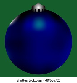 Colored Christmas ball. Christmas tree toy for invitation, card, celebration, party, carnival, festive holiday and Your project. Vector illustration. Green Background