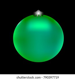 Colored Christmas ball. Christmas tree toy for invitation, card, celebration, party, carnival, festive holiday and Your project. Vector illustration. Black Background