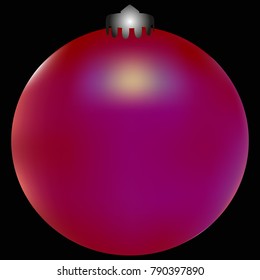 Colored Christmas ball. Christmas tree toy for invitation, card, celebration, party, carnival, festive holiday and Your project. Vector illustration. Black Background