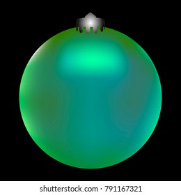 Colored Christmas ball. Christmas tree toy for invitation, card, celebration, party, carnival, festive holiday and Your project. Vector illustration. Black Background