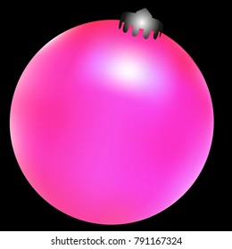 Colored Christmas ball. Christmas tree toy for invitation, card, celebration, party, carnival, festive holiday and Your project. Vector illustration. Black Background