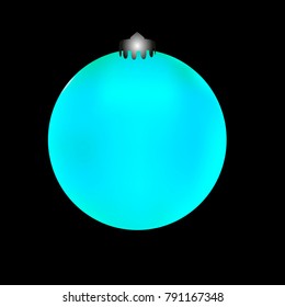 Colored Christmas ball. Christmas tree toy for invitation, card, celebration, party, carnival, festive holiday and Your project. Vector illustration. Black Background