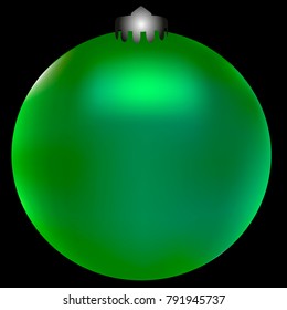Colored Christmas ball. Christmas tree toy for invitation, card, celebration, party, carnival, festive holiday and Your project. Vector illustration. Black Background