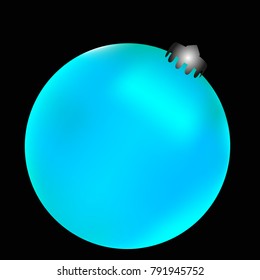 Colored Christmas ball. Christmas tree toy for invitation, card, celebration, party, carnival, festive holiday and Your project. Vector illustration. Black Background