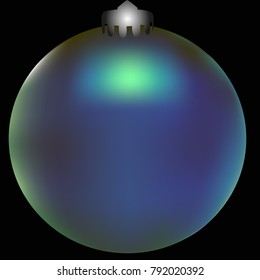Colored Christmas ball. Christmas tree toy for invitation, card, celebration, party, carnival, festive holiday and Your project. Vector illustration. Black Background