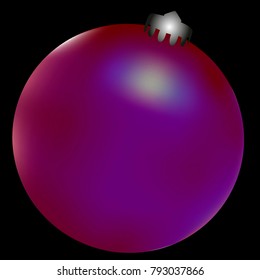 Colored Christmas ball. Christmas tree toy for invitation, card, celebration, party, carnival, festive holiday and Your project. Vector illustration. Black Background