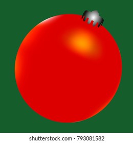 Colored Christmas ball. Christmas tree toy for invitation, card, celebration, party, carnival, festive holiday and Your project. Vector illustration. Green Background