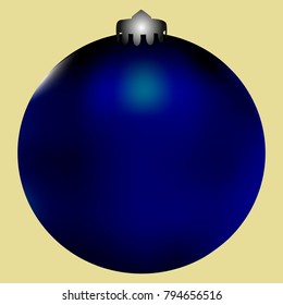 Colored Christmas ball. Christmas tree toy for invitation, card, celebration, party, carnival, festive holiday and Your project. Vector illustration. Golden yellow Background