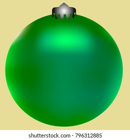 Colored Christmas ball. Christmas tree toy for invitation, card, celebration, party, carnival, festive holiday and Your project. Vector illustration. Golden yellow Background