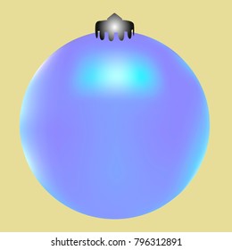 Colored Christmas ball. Christmas tree toy for invitation, card, celebration, party, carnival, festive holiday and Your project. Vector illustration. Golden yellow Background