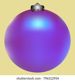 Colored Christmas ball. Christmas tree toy for invitation, card, celebration, party, carnival, festive holiday and Your project. Vector illustration. Golden yellow Background