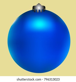 Colored Christmas ball. Christmas tree toy for invitation, card, celebration, party, carnival, festive holiday and Your project. Vector illustration. Golden yellow Background